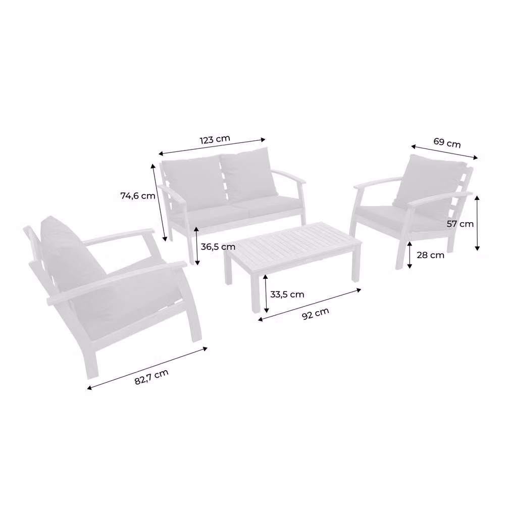 sweeek 4-Seater Modern Acacia Wood Garden Sofa Set in Brown – 3