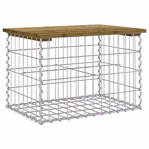 vidaXL Gabion Design Garden Bench in Impregnated Pine Wood, W/D/H: 63 x 44 x 42 cm – 1