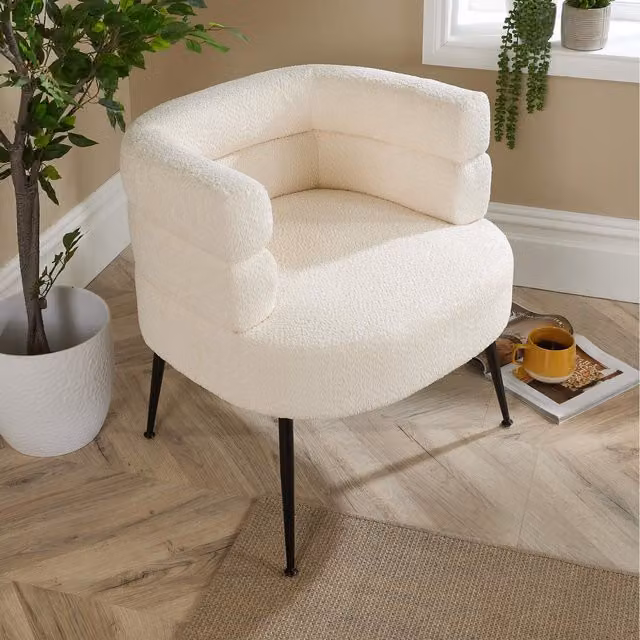Home Source Modern Boucle Tub Accent Chair with Armrests