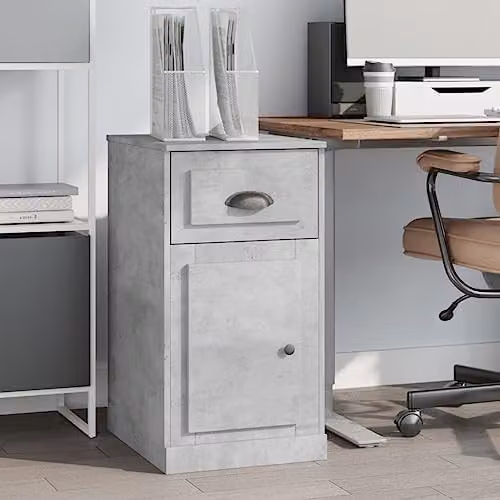 vidaXL Side Cabinet with Drawer in Concrete Grey, W: 40 cm, D: 50 cm, H: 75 cm, Made of Engineered Wood – 2