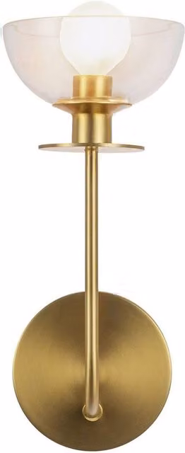 Netlighting Alora Mood Sylvia Contemporary Wall Lamp in Brushed Gold with Glass Dome and E14 Socket – 1