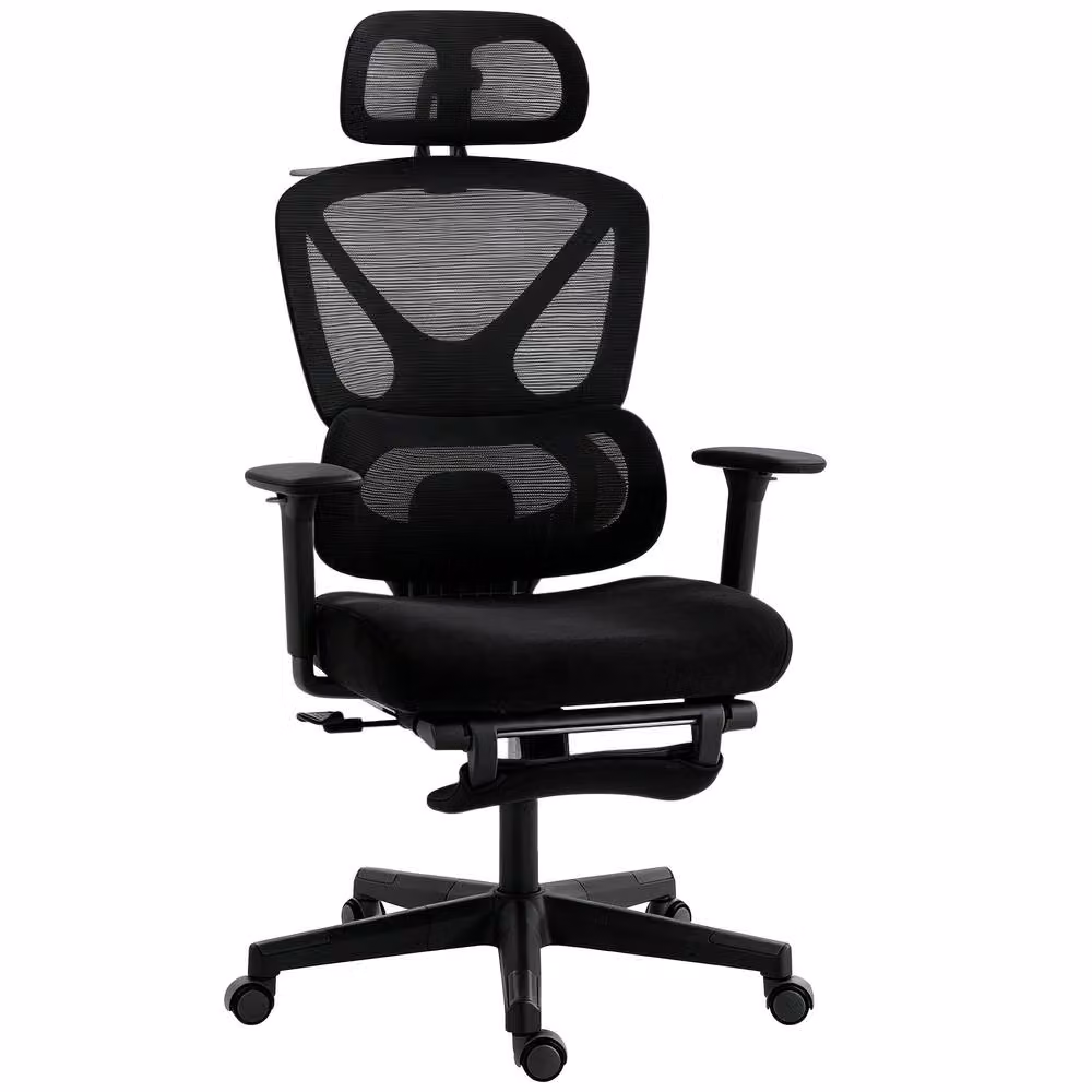 STILVORA Ergonomic Office Chair with Headrest and Armrests in Black Fabric – 4