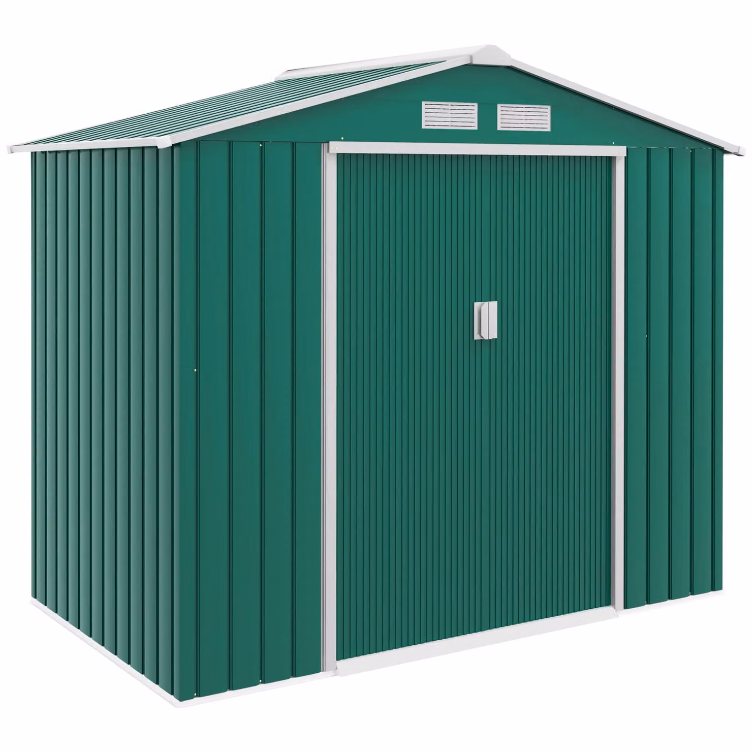 Outsunny Galvanised Steel Metal Garden Storage Shed with Locking Sliding Doors and Side Vent, Green, W/D/H: 119.0 x 185.0 x 185.0 cm – 3