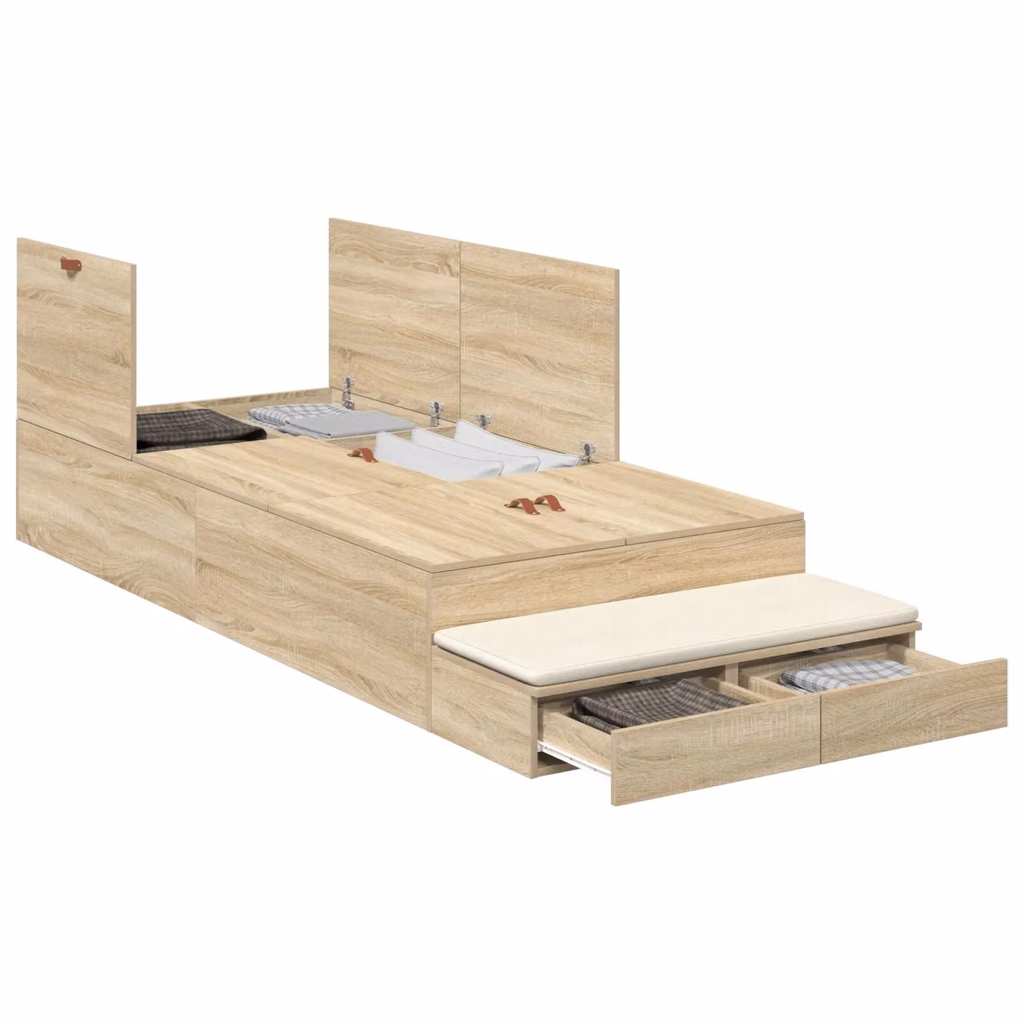 Berkfield Home Sonoma Oak Storage Bed Frame with Drawers, Beige, W/D/H: 90 x 190 x 31.5 cm – 2