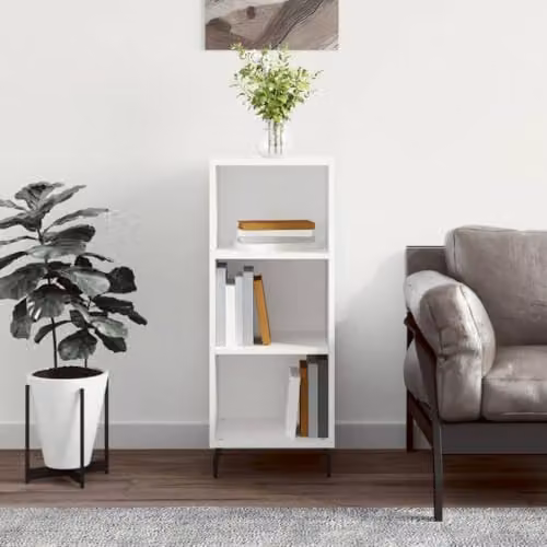 vidaXL White Industrial Sideboard in Wood and Metal, W/D/H: 34.5 x 32.5 x 90 cm – 1