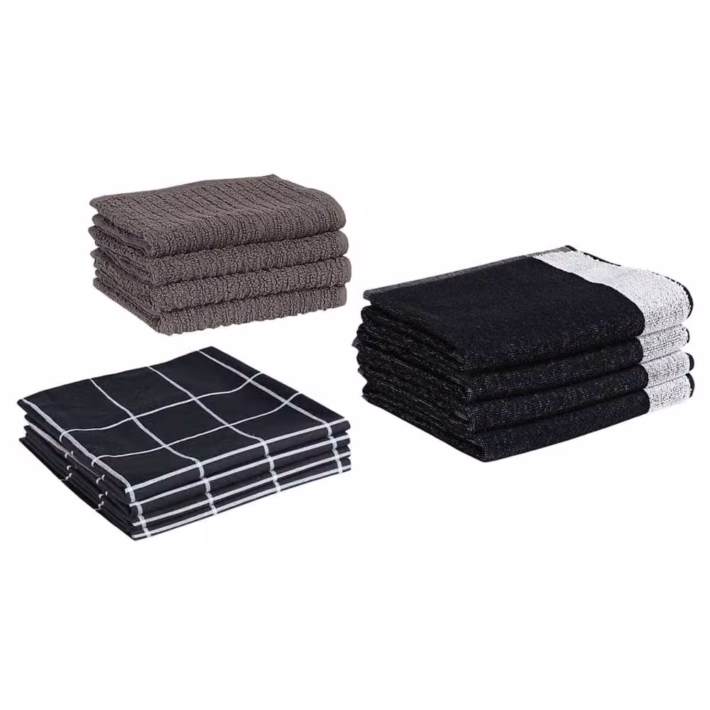 Berkfield Home 12 Piece Black Cotton Towel Set – 3