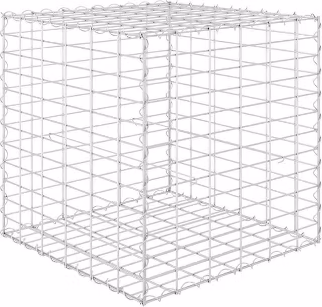 Berkfield Home Cube Gabion Steel Wire Raised Bed in Silver, W/D/H: 60 x 60 x 60 cm