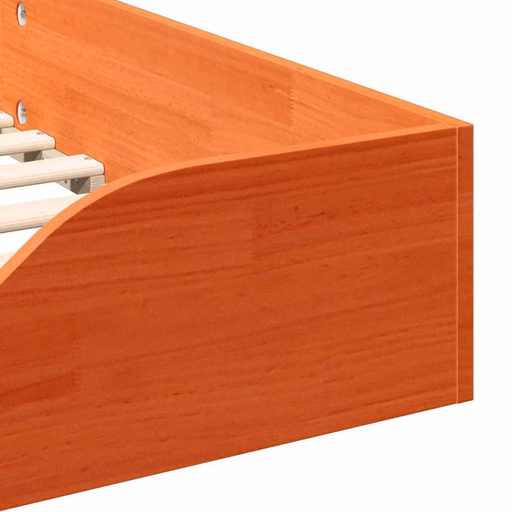 Berkfield Home Floor Bed Frame in Wax Brown and Orange Solid Pine Wood, W/D/H: 100 x 200 cm – 4