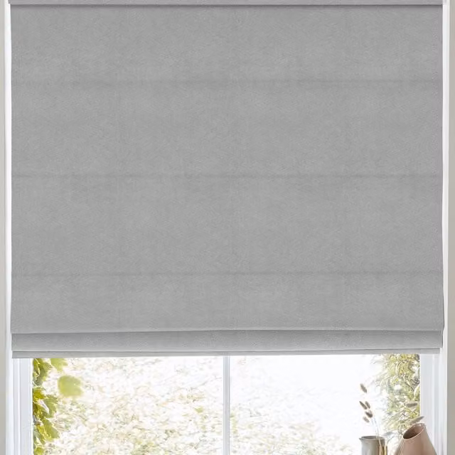 Terrys Florence Made to Measure Velvet Roman Blind in Silver Grey
