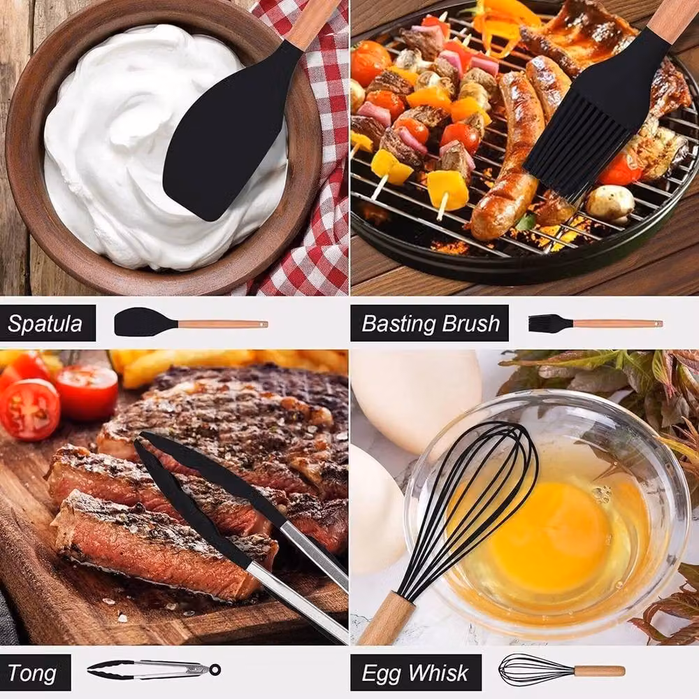 Havendro 38-Piece Silicone and Wood Kitchen Utensil Set in Black – 4