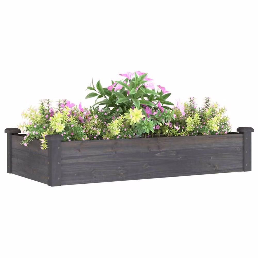 Berkfield Home Garden Grey Wooden Raised Bed with Liner, W/D/H: 120 x 60 x 25 cm – 3