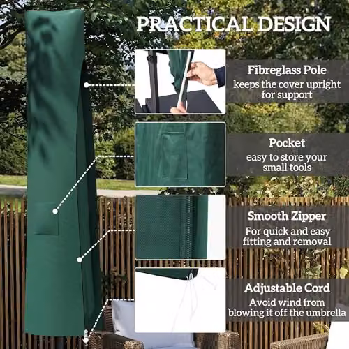 Outsunny Green Waterproof Garden Parasol Cover – 4