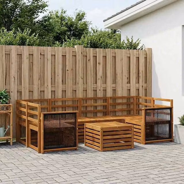 Berkfield Home 7 Piece Outdoor Sofa Set in Brown Solid Acacia Wood