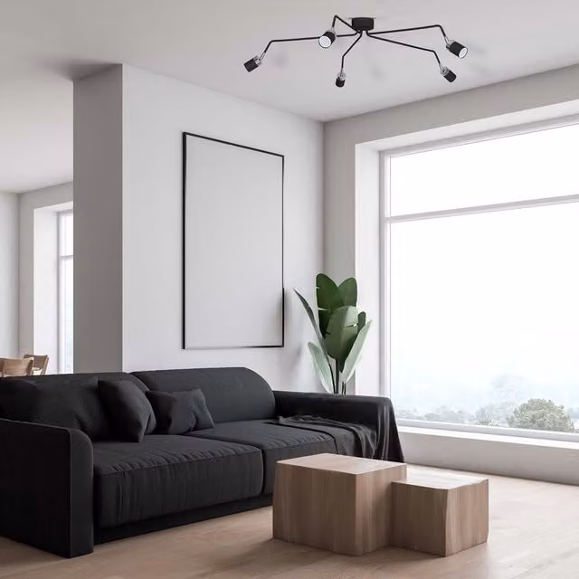 Milagro Joker Adjustable Minimalist Ceiling Lamp in Black