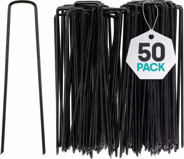 LIVIVO 50 U-Shape Ground Pegs in Black