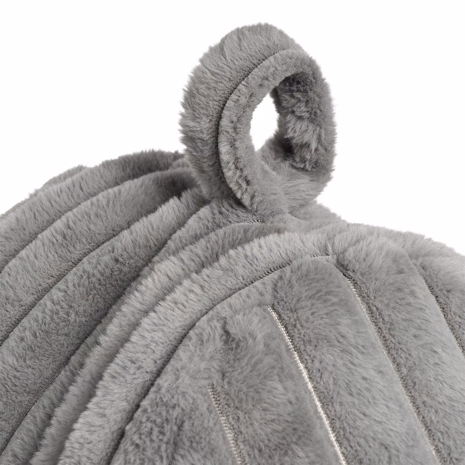 OHS Grey Ribbed Fleece Gaming Bean Bag Chair with Removable Cover and Carry Handle – 4