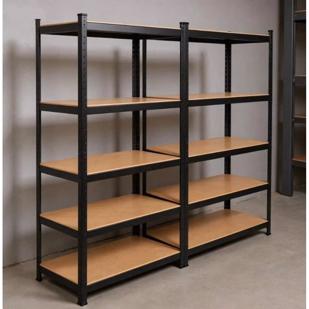 PAWNORA 5 Tier Boltless Steel and MDF Shelving Racking Unit in Black – 4