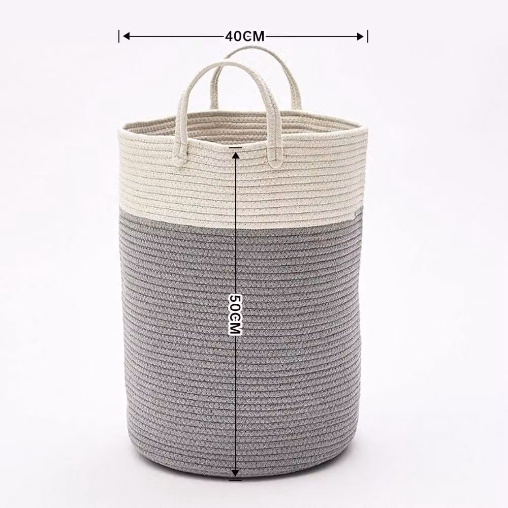 KORVIXA Grey Large Woven Tall Laundry Hamper with Handles, Height: 100 cm – 2