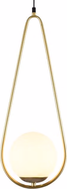 CGC Lighting LOPEZ Ceiling Pendant Light with White Glass Globe Ball in Gold/Brass