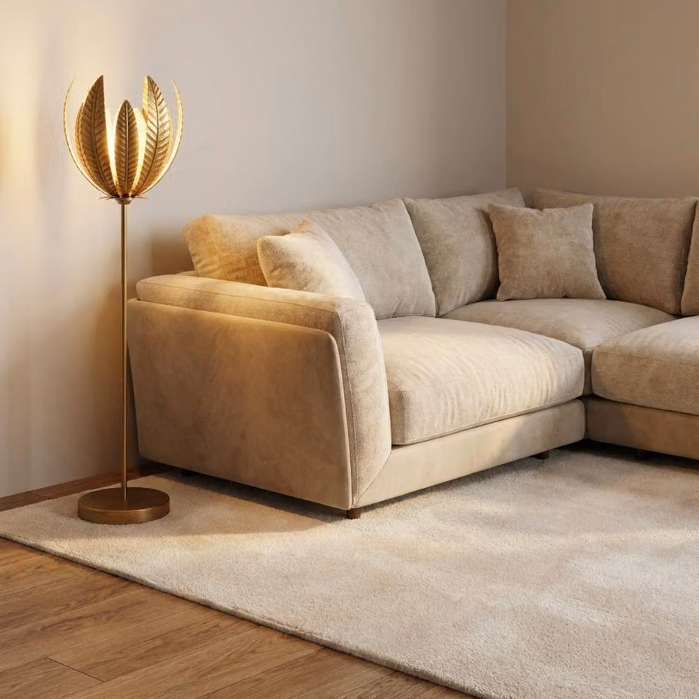 Garden Greatness Botanica Gold Leaf Standing Lamp in Beige and Gold/Brass – 2