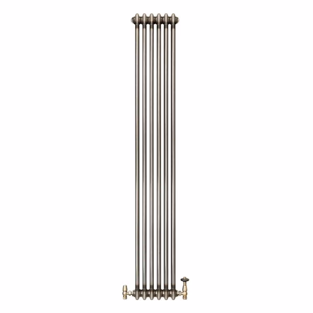 Monstershop Traditional 2 Column Steel Radiator and Valves, Silver, H: 180 cm, W: 29 cm, D: 29 cm – 2