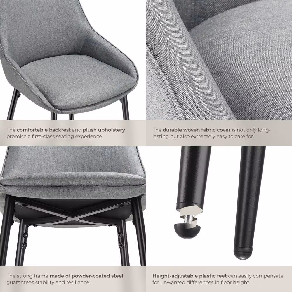 tectake Siera Bar Stool Set of 6 in Grey and Black Woven Fabric – 4