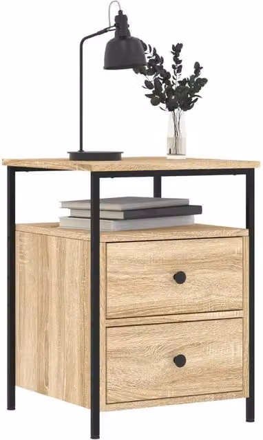 Berkfield Home Sonoma Oak Bedside Cabinet in Light Tan, W/D/H: 44 x 45 x 60 cm