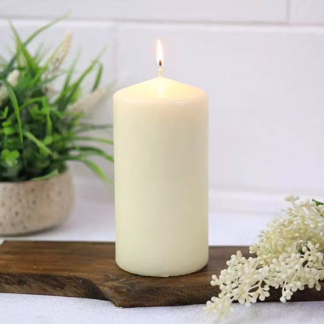 Marco Paul Large Ivory Pillar Candle, White, Height: 20 cm