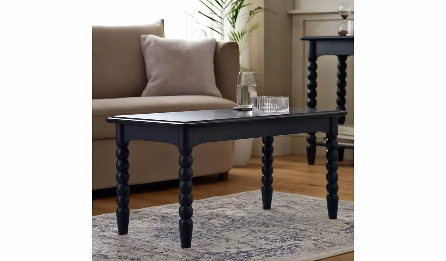 Blaire Bobbin Round Coffee Table in Blue by Cheap Furniture Warehouse