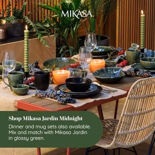 Mikasa Jardin Midnight 4-Piece Black Stoneware Pasta Bowl Set, Diameter: 20 cm – 5
