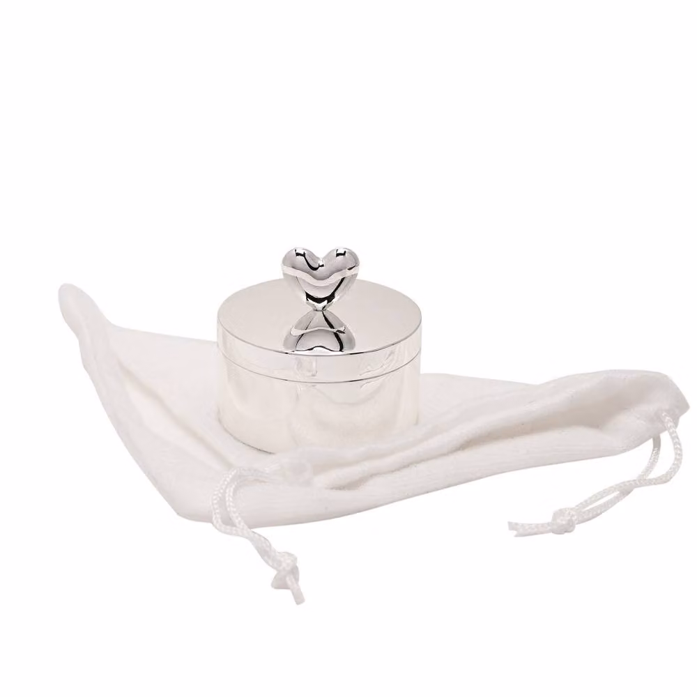 Sophia Silverplated Heart Round Metal Trinket Box in Silver – 2
