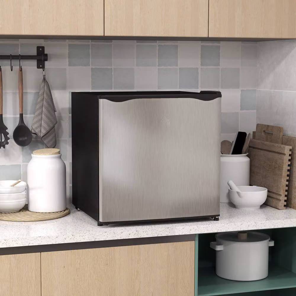 STILVORA 35L Mini Upright Countertop Freezer with Reversible Door in Silver Stainless Steel – 3