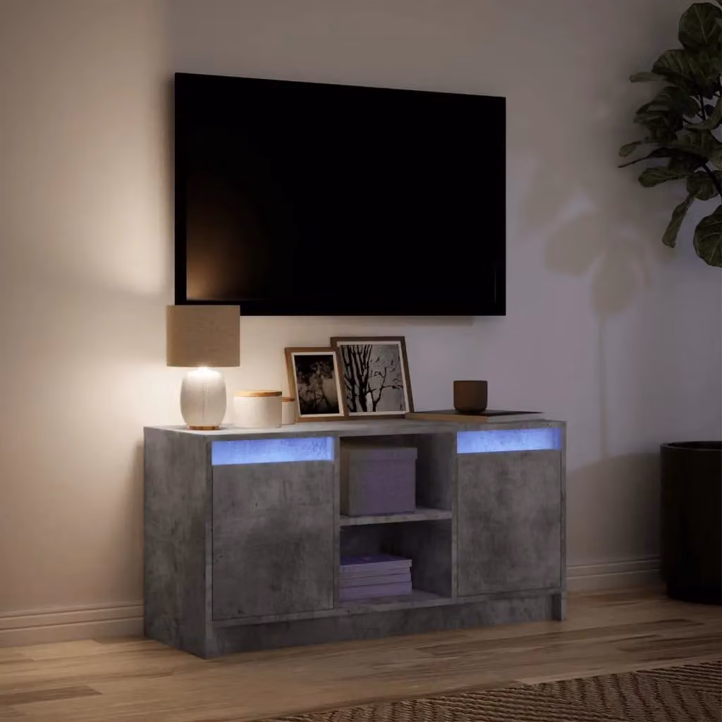 Berkfield Home Modern TV Cabinet with LED in Concrete Grey, W/D/H: 100 x 34 x 50 cm – 3