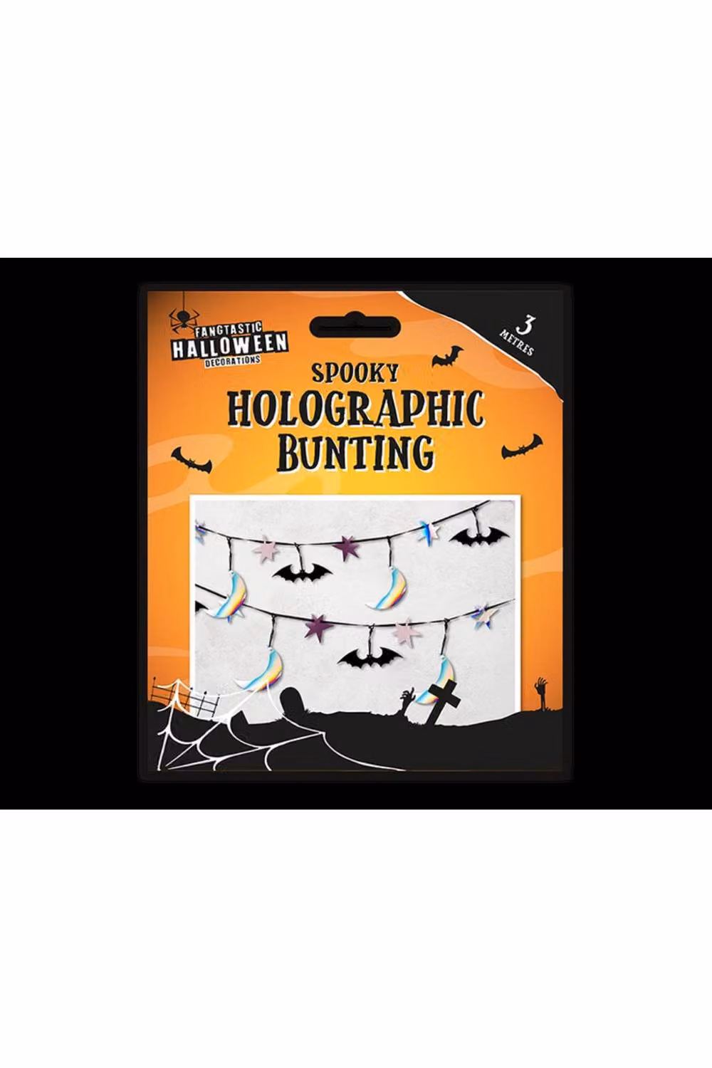 KDMD Spooky Holographic Halloween Paper Bunting Pennant Pack of 10, Multicolour, 3m – 2