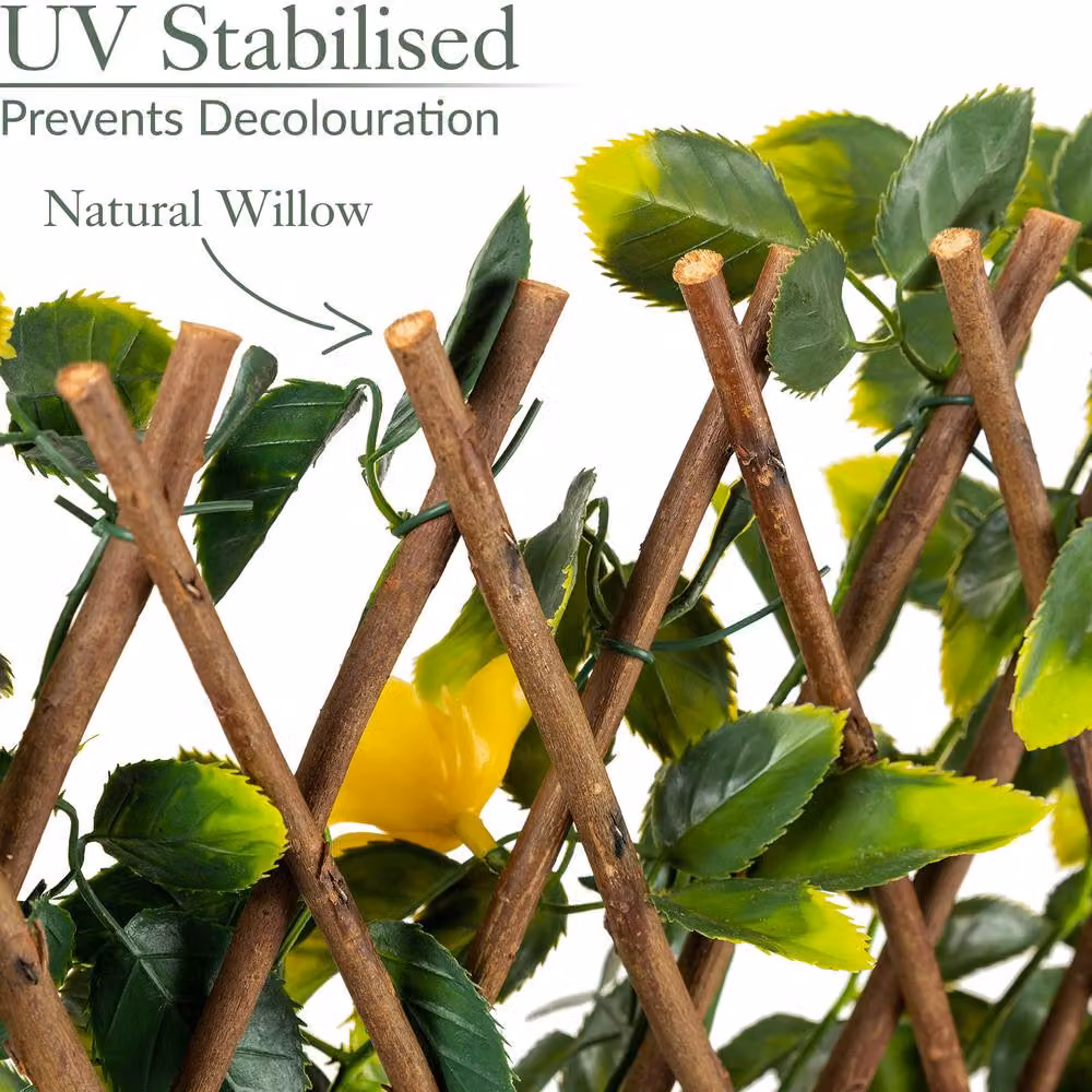 Christow Expanding Artificial Leaf Flower Trellis Garden Screening in Yellow and Green, W: 100 cm, H: 200 cm – 4