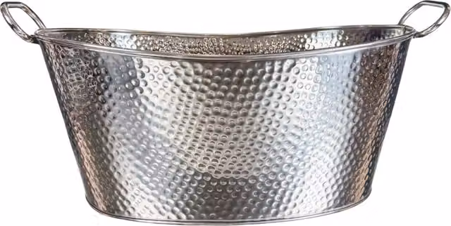 Buckingham Hammered Stainless Steel Multi-Purpose Ice Bucket and Beverage Tub, 19 l, Silver