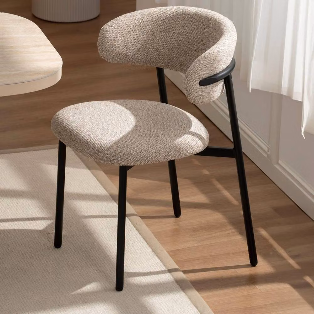 SPETLEK Set of 2 Modern Beige Fabric and Metal Dining Chairs – 2