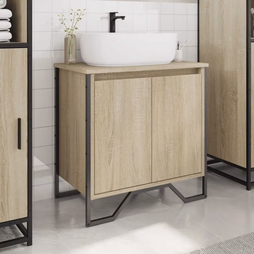 Berkfield Home Wall Mounted Bathroom Sink Cabinet in Sonoma Oak, W/D/H: 60 x 35 x 60 cm – 3