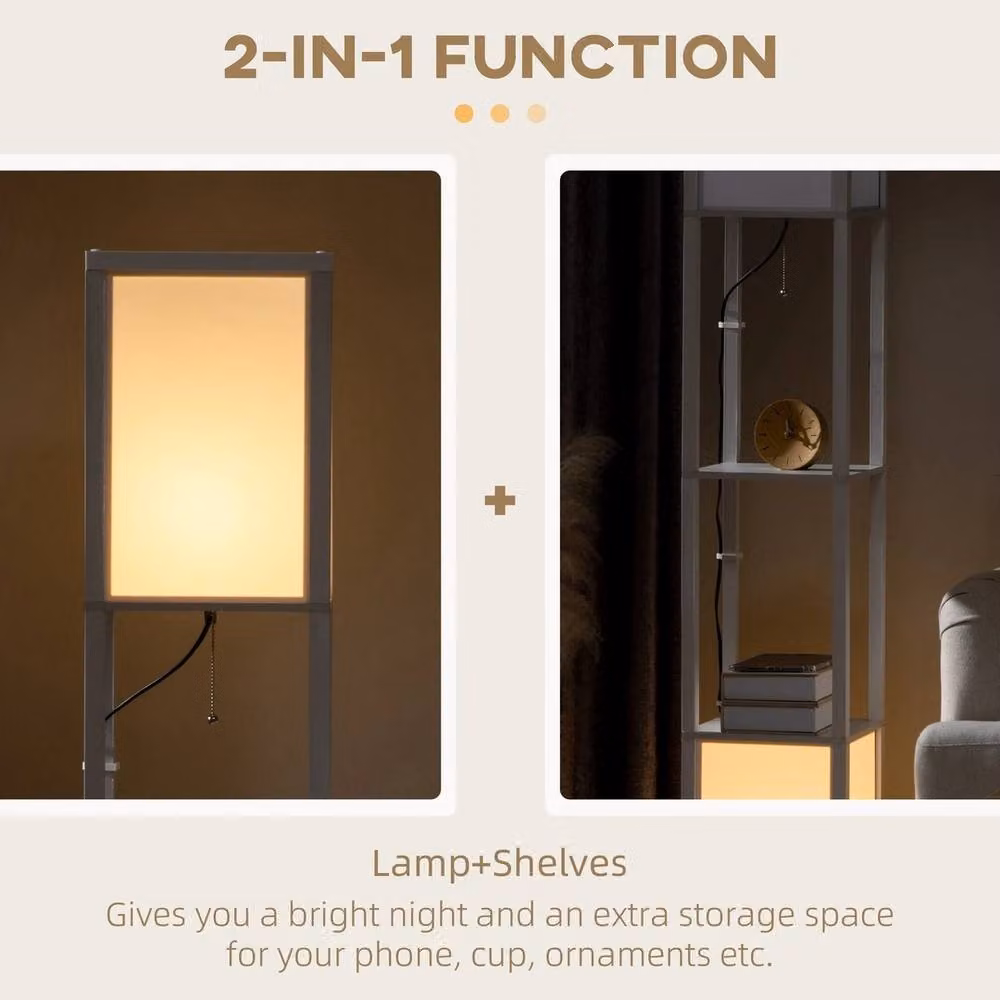 Havendro Modern White Dual Light Shelf Floor Lamp with Up and Down Lighting – 4