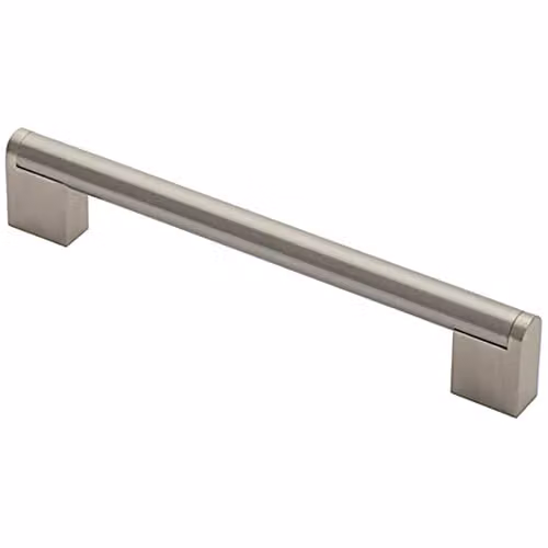 Loops Brushed Stainless Steel Round Bar Pull Handle in Silver, 200 x 14 mm, 160 mm Fixing Centres