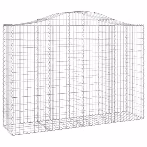 vidaXL Arched Gabion Baskets, 11 Pieces, Silver Galvanised Steel, W/D/H: 200 x 50 x 140/160 cm