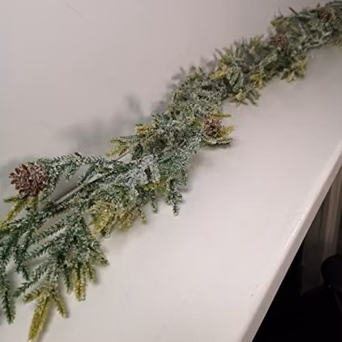 Samuel Alexander 160cm Green Frosted Spruce Christmas Garland with Pinecones – 7