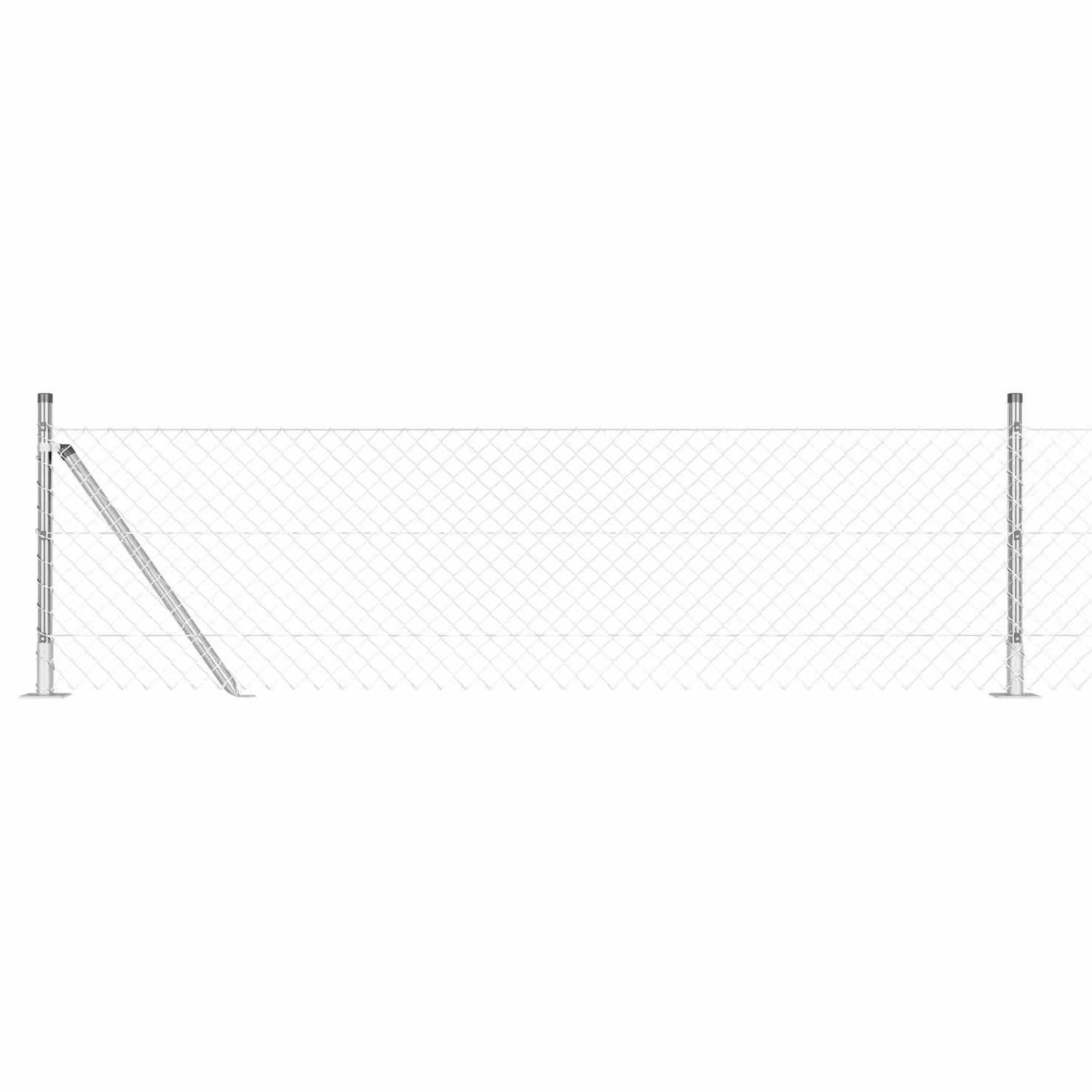 Berkfield Home Galvanised Steel Chain Link Fence in Silver with 7 Flanged Posts, W: 10 m, H: 0.6 m – 2