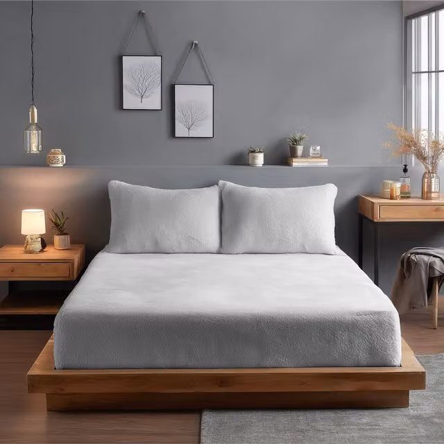 Snug City Home Sweet Home UK Teddy Fleece Extra Deep Fitted Sheet, White, King Size, W/D/H: 180 x 200 x 30 cm