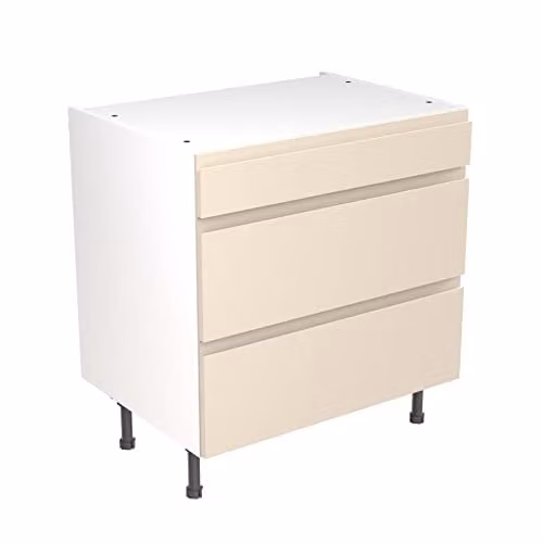 Kitchen Kit Cashmere Gloss 3 Drawer Base Cabinet with J-Pull Doors W/D/H: 80 x 87 x 57 cm
