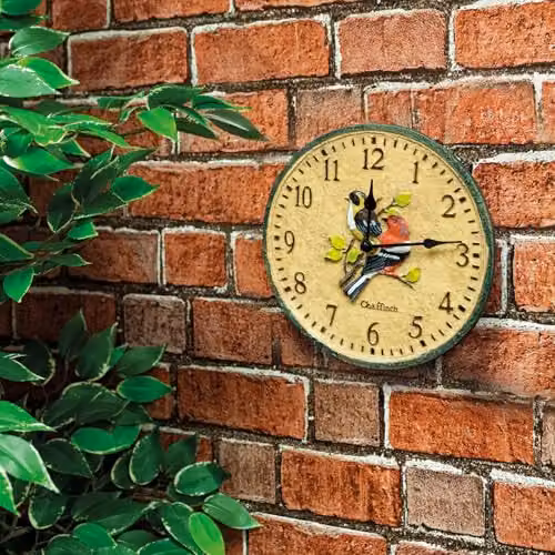 mysmartbuy Chaffinch Multicolour Indoor or Outdoor Floral Wall Clock, Diameter: 20 cm – 2