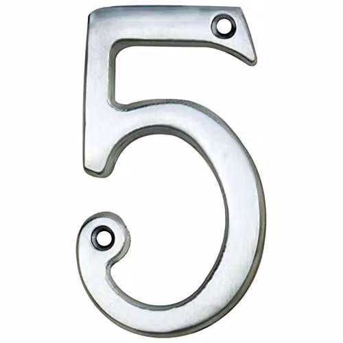 Loops Satin Chrome House Numeral Plaque, Height: 75 mm, Depth: 4 mm