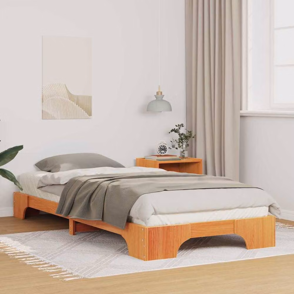 Berkfield Home Solid Wood Floor Bed Frame with Lift Up Storage Base, Brown, W: 80 cm, L: 220 cm – 2