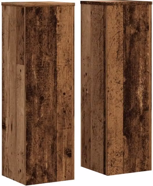 Berkfield Home Set of 2 Modern Plant Stands in Brown Engineered Wood, W/D/H: 25 x 25 x 80 cm – 1