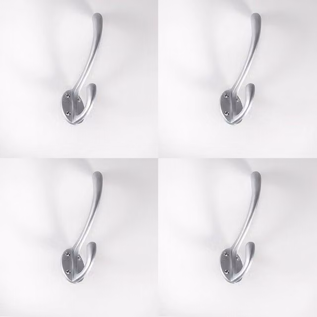 Loops 4x Heavyweight One Piece Hat and Coat Hook in Satin Chrome with 76mm Projection